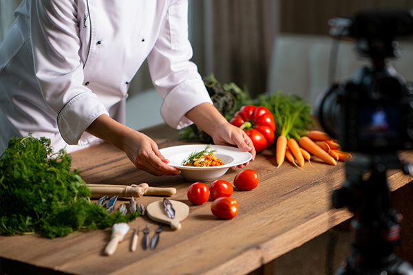 food styling, image shows a food stylist at work