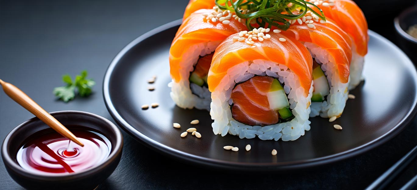 Food presets for Lightroom - modern food photography showing a plate with Sushi