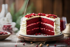 Before - After Image, red velvet cake