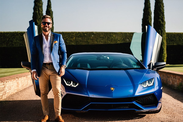  Lamborghini owner with his car,