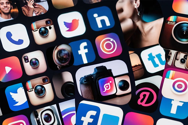 A collage of popular social media platforms