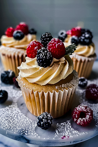 after Vanilla Cupcakes with Fresh Berries