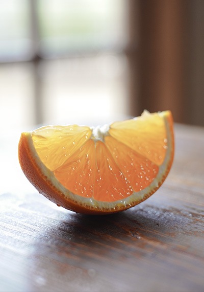 Before - a orange fruit slide on a table