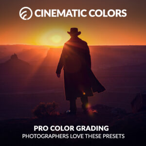 cinematic color grading presets for Lightroom, image shows a man at sunset standing on a cliff
