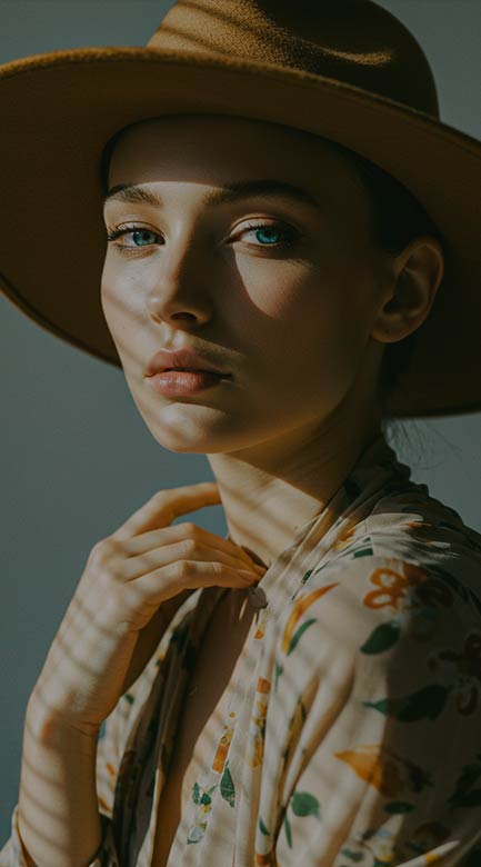 Portrait Lightroom Presets hero - a fashion model with looking into the camera