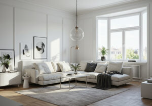 Magazine-Ready Real Estate Photos - Bright, stylish living room with perfect lighting and color balance