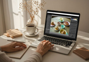 Best Pastel Presets - Lightroom editing with pastel presets on laptop workspace