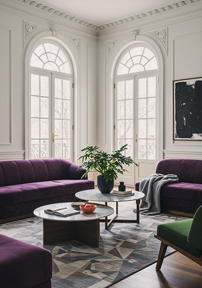 with preset - modern living room with a blend of contemporary and classic design elements