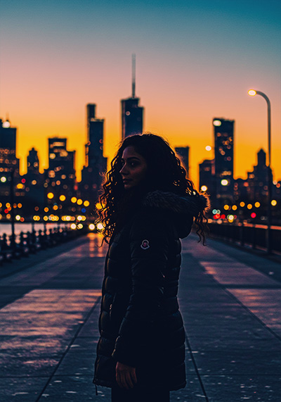 with preset - silhouette of a person city in the background