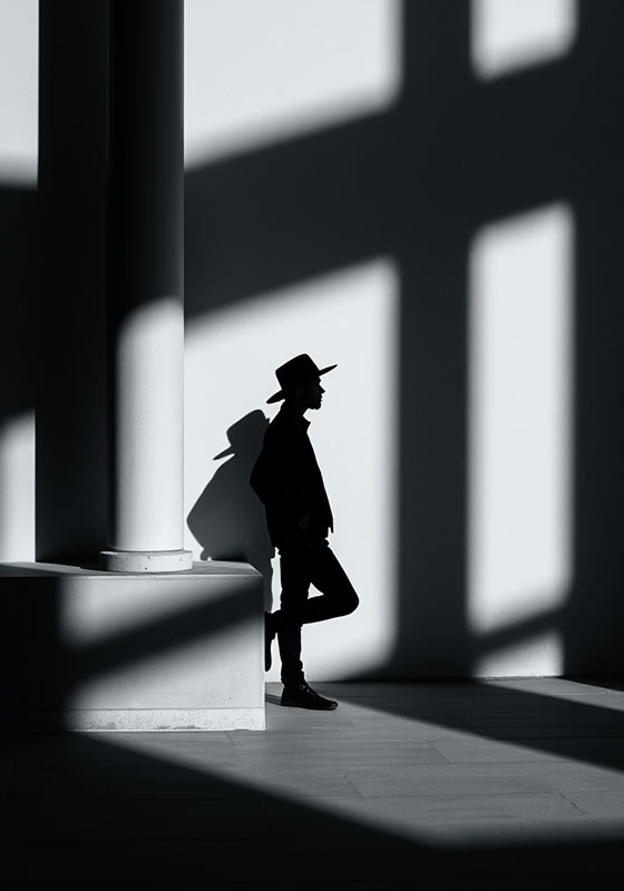 with preset - silhouette of a person with shadows