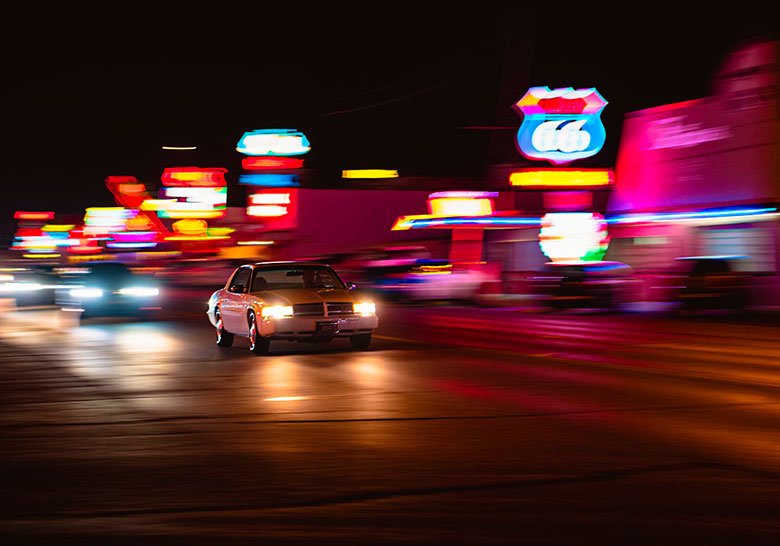 with preset - route 66 with a car driving by light in the background