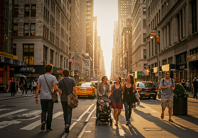 with preset - candid street scene New York