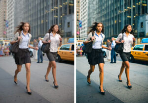 Before and after applying Lightroom preset and adjustments