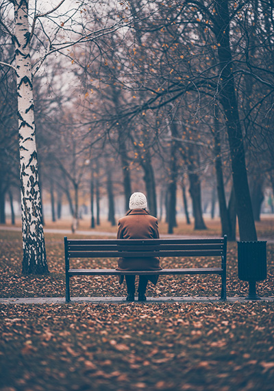 with preset - park scene a person in a brown coat sitting on a bench
